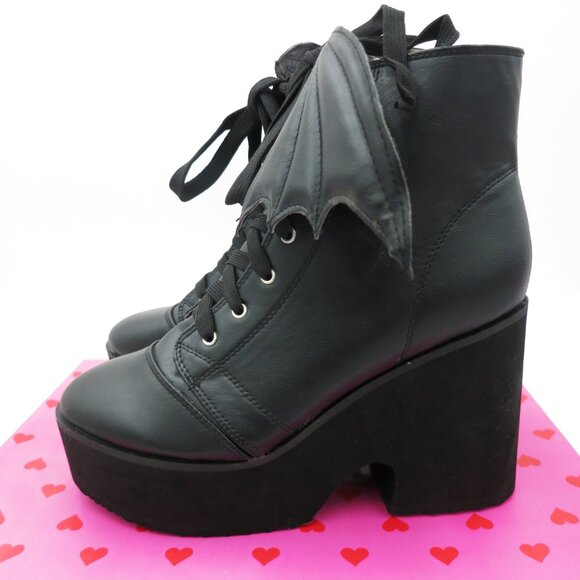 Iron Fist Bat Wing Platform Ankle Boot US 9 EU 40 NIB Halloween Goth - Picture 9 of 15